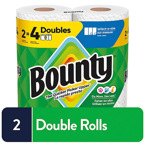 Bounty Select-A-Size Paper Towels, White, 2 Double Rolls (Equal to 4 Regular Rolls)