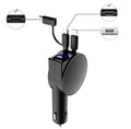 Vogek 3-in-1 Car Charger 60W Super Fast Charging for iPhone Xiaomi Huawei Samsung with Telescopic Charging Cables and Adapters