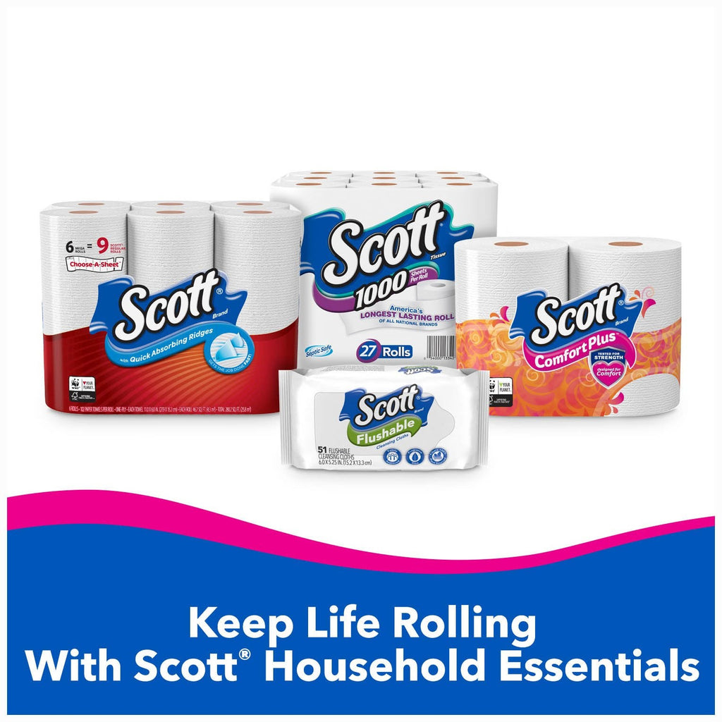 Scott ComfortPlus Toilet Paper, 12 Triple Rolls, 231 Sheets per Roll, Septic-Safe, 1-Ply Toilet Tissue