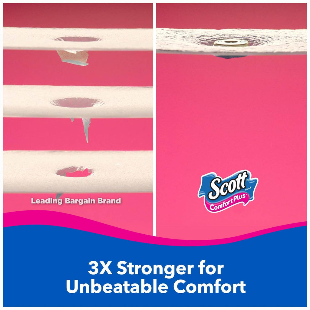 Scott ComfortPlus Toilet Paper, 12 Triple Rolls, 231 Sheets per Roll, Septic-Safe, 1-Ply Toilet Tissue