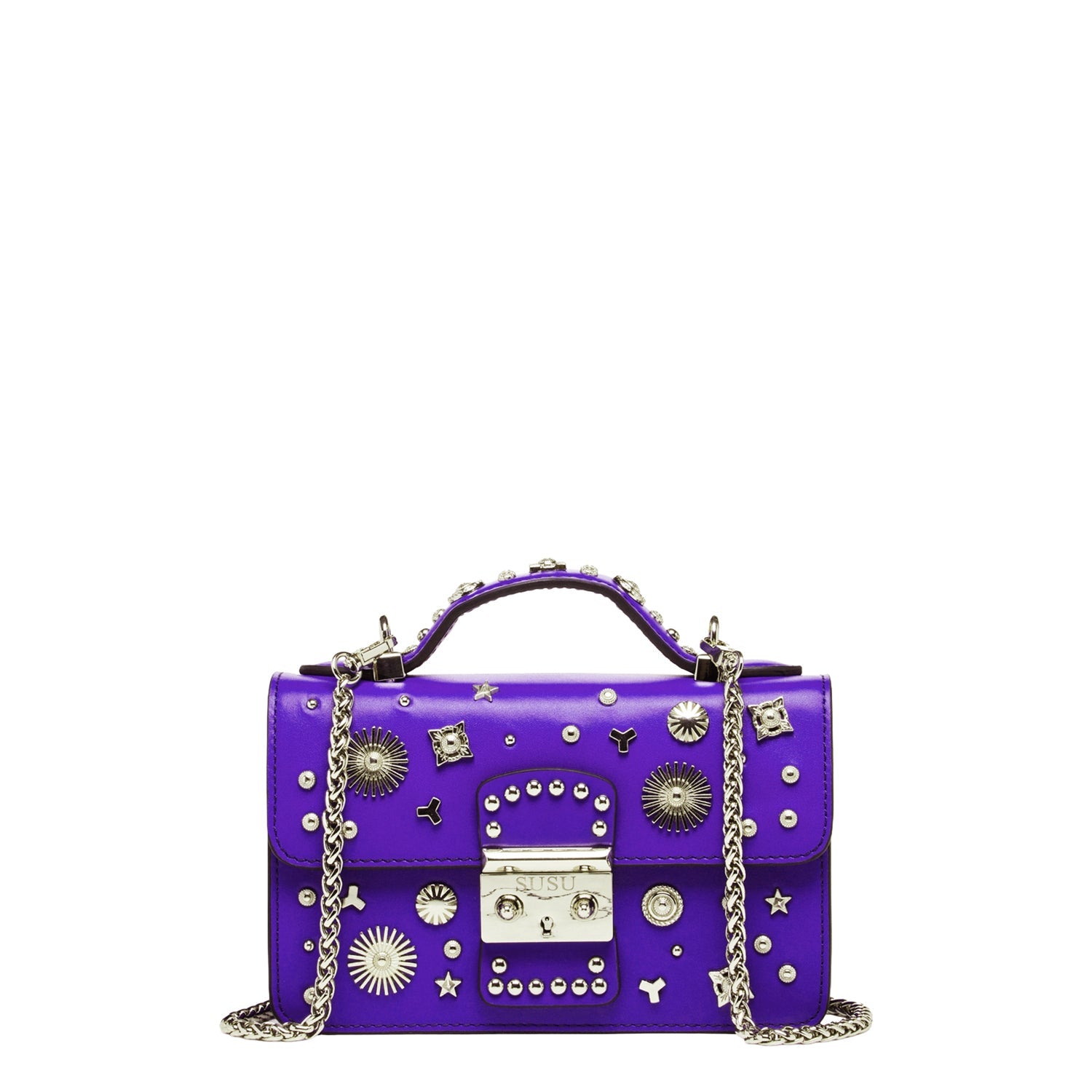 Studded Small Leather Crossbody Bag Royal Blue Purse  Women's Handbag
